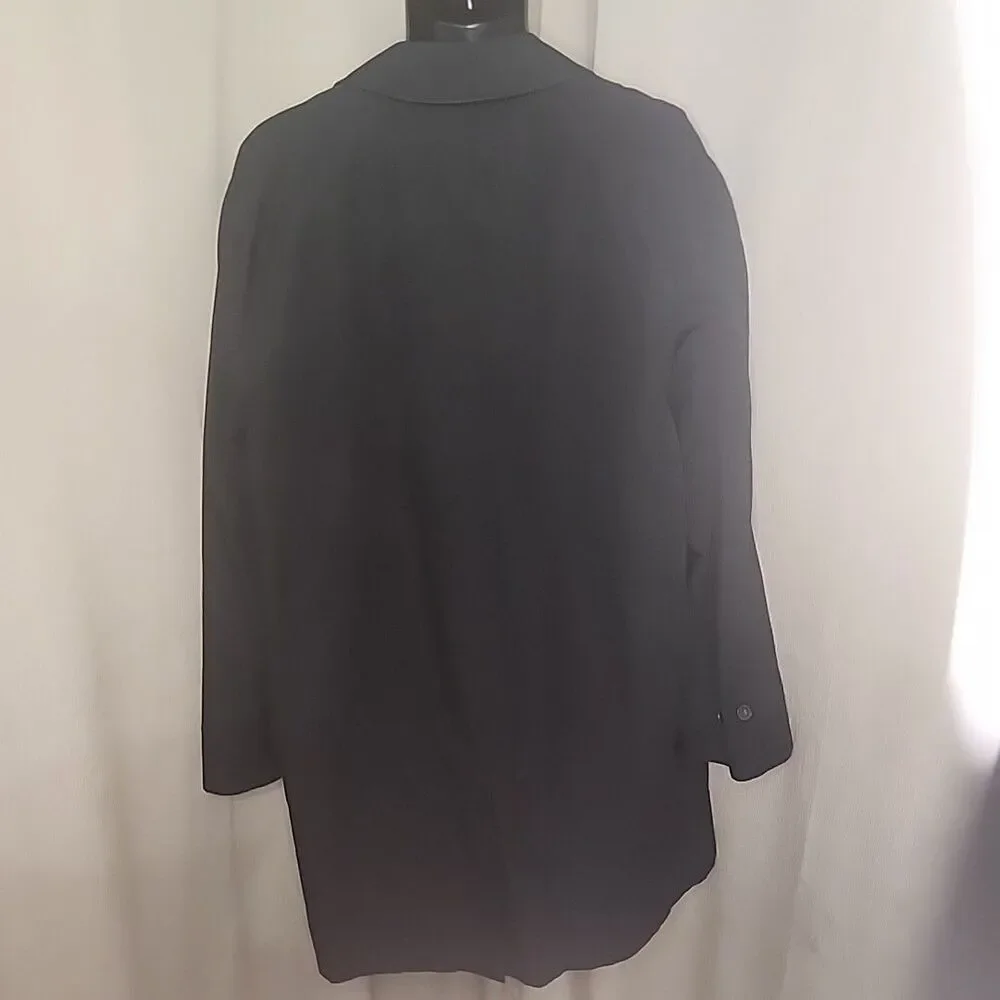 London Fog Men's Trench Coat SZ L Reg Black Cotton Removable Lining 34460